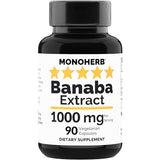 MONOHERB Banaba Extract 1000 mg - 90 Vegetarian Capsules - 2% Corosolic Acid