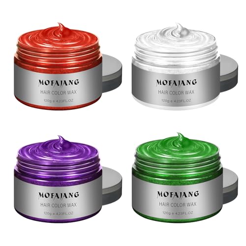 Green Puprle Red Gray Temporary Hair Color,Natural Hair Color Wax,Hair Wax Color Spray 4.23 Ounces,Hair Wax Dye for Christmas Parties,Role Playing and Halloween. (Green Puprle Red Gray)