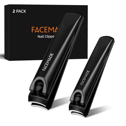 Nail Clippers Set - 2 Pack Premium Sharp Stainless Steel Fingernail & Toenail Clippers with Sturdy Travel Tin Case, Professional Manicure Kit Fingernail Tools for Nail Care (Black)