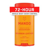 Mando Whole Body Deodorant For Men - Smooth Solid Stick - 72 Hour Odor Control - Aluminum Free, Baking Soda Free, Skin Safe - 2.6 Ounce (Bourbon Leather)