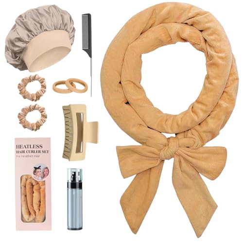 Heatless Curls, No Heat Curlers Overnight Heatless Curlers Headband for Women, Khaki