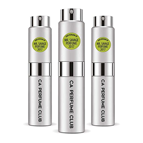 CA Perfume Impression of Christian D Mr.Savage Perfume 2017 For Men Replica Version Fragrance Dupes Concentrated Long Lasting Eau de Parfum Spray Refillable Atomizer Bottle 0.27 Fl Oz-X3