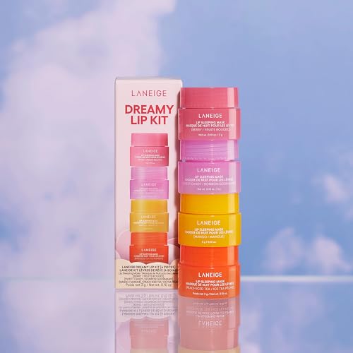 LANEIGE Dream Lip Kit: Lip Sleeping Mask Berry, Sweet Candy, Mango, and Peach Iced Tea, Nourish, Hydrate, Vitamin C, Shea Butter, Coconut Oil