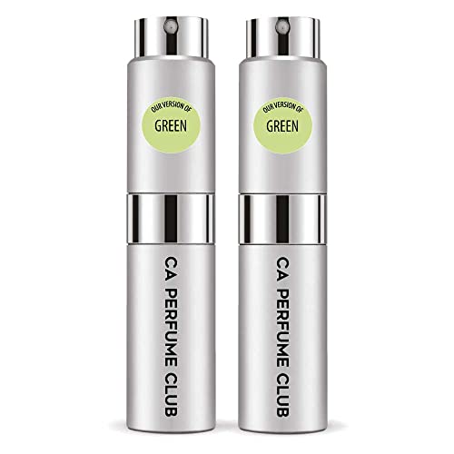 CA Perfume Impression of Emra Green For Women & Men Fragrance Concentrated Long Lasting Eau de Parfum Spray Refillable Glass Atomizer Bottle 0.27 Fl Oz-X2