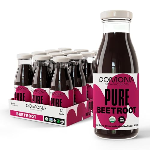 Pomona Organic Cold Pressed Beet Juice, Non-GMO, No Sugar, Gluten Free, Kosher, Preservative Free - Pack of 12, 8.4 oz