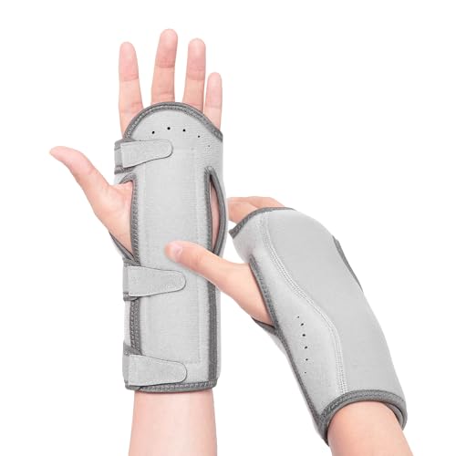 Carpal Tunnel Wrist Brace 2 Pack Night Support, Adjustable Wrist Splint for Sleeping with Cushioned Beads, Hand Wrist Support for Carpal Tunnel Relief Fits Left Right Hands for Women Men, Grey