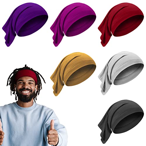 SATINIOR 6 Pcs Spandex Dreadlock Cap Tube Unisex Headbands for Long Hair, Elastic Wraps with Head Bands for Dreadlocks Accessories, 6 Vibrant Colors