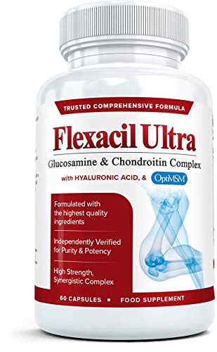 FLEXACIL ULTRA Joint Health & Support Supplement with Glucosamine, Chondroitin, Hyaluronic Acid & MSM, 60 Capsules