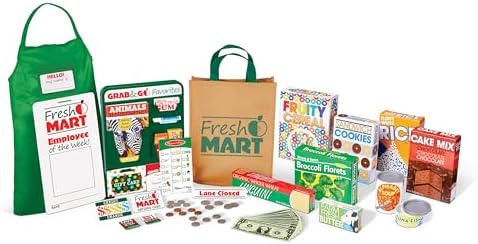 Melissa & Doug Fresh Mart Grocery Store Play Food and Role Play Companion Set