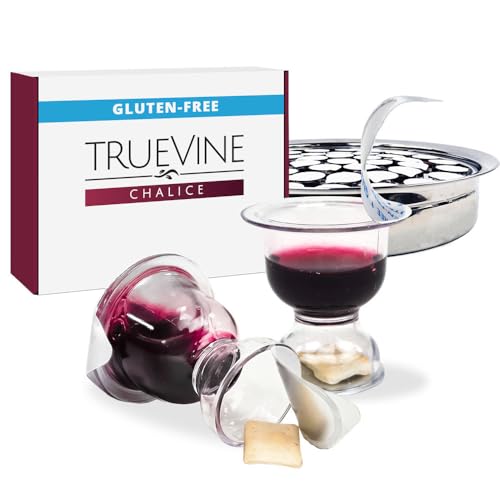 TrueVine Chalice Communion Cups and Wafer Set - Prefilled Cups with Gluten Free Unleavened Bread & Grape Juice - Carefully Packaged & Easy to Open, Ideal First Communion (200 Count)
