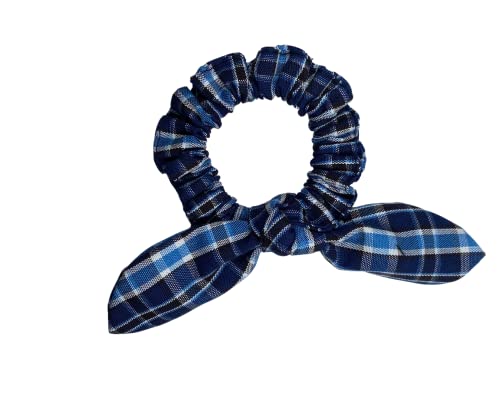 Back to School/Uniform Plaid Scrunchie bunny ear Bowknot/School Uniform Plaid/Ponytail Bow Scrunchie/Plaid Accessories (Plaid 120)