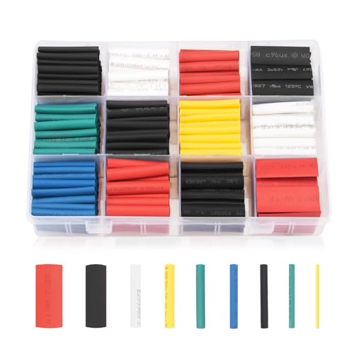 innhom 650pcs Heat Shrink Tubing Heat Shrink Tube Wire Shrink Wrap Shrinkage Ratio 2:1 Electrical Cable Wire Kit Set Long Lasting Insulation Protection