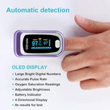 TYNDALL Fingertip Pulse Oximeter, 4 Data Pulse Oximeter with Respiration counter, Pulse Oximeter with Respiratory, Pulse Oximeter with Alarm, Oximetry with Batteries and Carry Bag and Lanyard(Purple)