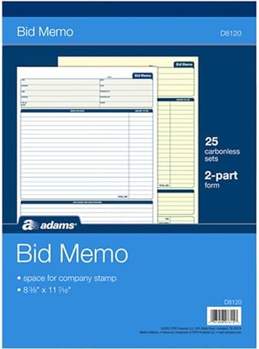 Adams Bid Memos, 8.38 x 11.44 Inches, White, 50 Sheets (D8120)