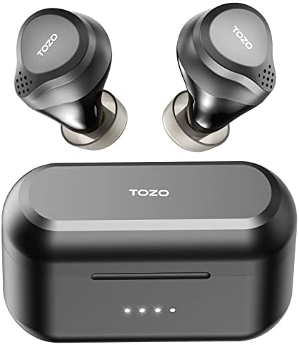TOZO NC7 2022 Hybrid Active Noise Cancelling Wireless Earbuds,in-Ear Detection Headphones IPX6 Waterproof Bluetooth 5.3, Immersive Sound Premium Deep Bass Headset APP Support,Matte Black (Renewed)
