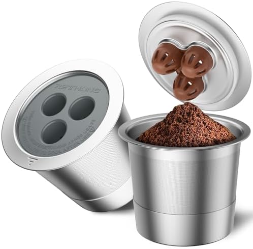 RETHONE Reusable K Cups Coffee Pods Compatible with Ninja Coffee Maker, Stainless Steel Reusable Coffee Filters for Ninja CFP201 CFP300 CFP301 CFP305 CFP307 CFP400 Dual Brew Pro (2 Packs)