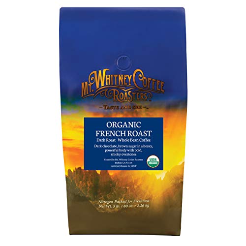 Mt. Whitney Organic French Roast, Dark Roast, Low Acid Coffee (Whole Bean, 5 Lb)
