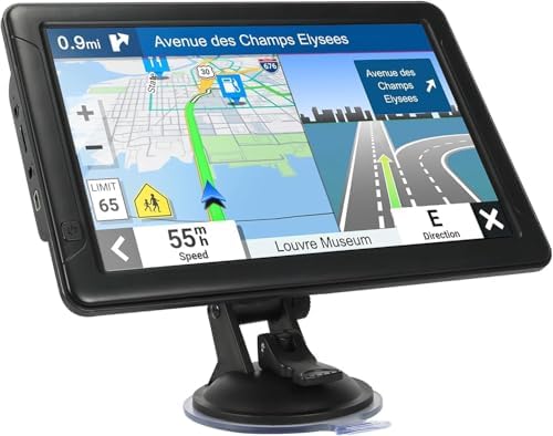 GPS Navigation 9 inch High-Definition Touch Screen 256+16G，for Car Trucks RV，2025 Map (Free Lifetime Updates), Support Voice Turn Direction Guidance/Speed and Red Light Warning/Custom Truck Routing