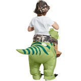 One Casa Inflatable Dinosaur Costume Riding T Rex Air Blow up Funny Fancy Dress Party Halloween Costume for Kids 4-6 Yrs