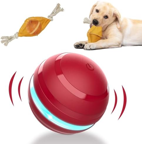 Interactive Dog Balls with Motion Activated, Wicked Ball Squeaky Dog Toy Oxford Bag Keep Dogs Busy (Red Ball)
