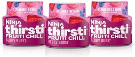 Ninja Thirsti Flavored Water Drops, FRUITI CHILL Berry Burst, Bold Fruit Flavor, Sparkling or Still, Zero Calories, Zero Sugar, Makes 17, 12oz drinks, 3 Pack, WCFBRPNAM