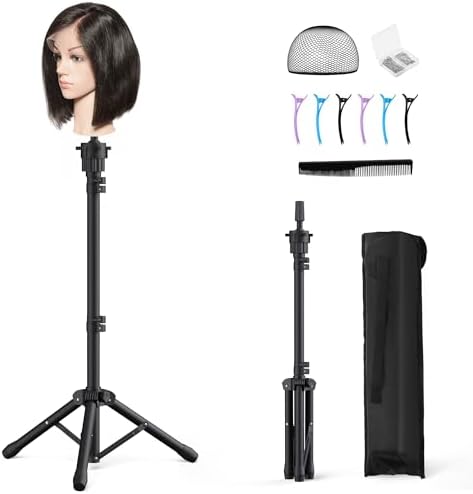 Relx Wig Head Stand - Adjustable Mannequin Head Stand - Wig Stand Tripod for Cosmetology Hairdressing Training (Head Not Included)