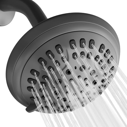 Luxury Spa Series Shower Head, 6 Spray Setting, 4.5 Inch Adjustable High Pressure Shower Head Fixture for Hard Water, 360-Degree Tilt Massage Shower System - Charcoal Gray Shower Head