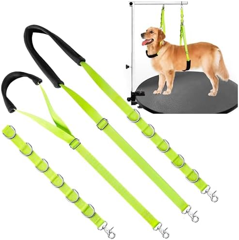 Dog Grooming Belly Strap - Dog Grooming Loops for Table Arm Extender with Clamp Extension Loop Bathing Restraint Leash No Sit Haunch Holder for Small & Medium Dog Hair Cutting Washing (Green)