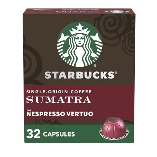 Starbucks by Nespresso Vertuo, Single-Origin Sumatra, Dark Roast Coffee, 32-count Coffee Pods, Brews 7.8 oz.