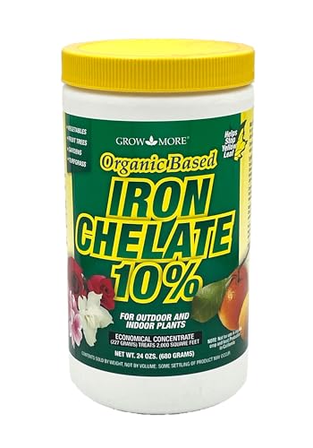 Grow More 3-0-1 Organic Iron Chelate Concentrate (10% Iron) for Greener Plants & Lawns on Soils w/pH below 7-24oz of Water Soluble Chelated Iron for Plants & Trees - Iron Supplement for Plants