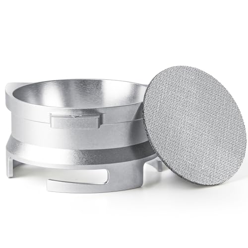 YFWOOD 54mm Dosing Funnel and Puck Screen Set, Lightweight Aluminum Espresso Funnel, for Breville Barista Portafilters,Hands-Free Coffee Accessrioes, Silver