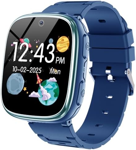 Kids Smart Watch Girls Boys - Smart Watch for Kids Game Watch Gifts for 4-12 Years Old with 15 Games Camera Alarm Video Music Player Pedometer Flashlight Birthday Gift Toys for Boys Girls (Navy Blue)