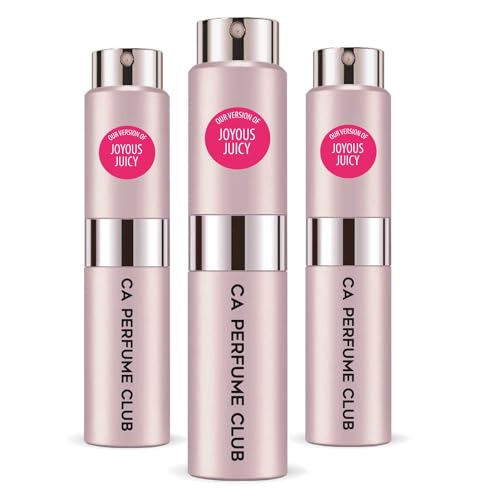 CA Perfume Impression of Joyous Juicy For Women Men Replica Version Eau de La Parfume Dupes Concentrated Long-Lasting Couture Fragrance Body Spray Refillable Type Atomizer Bottle 0.27 Fl Oz/8ml-X3