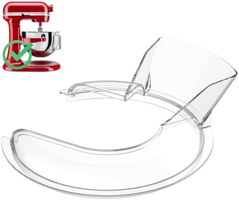 Pouring Shield for Kitchenaid Mixer & Splash Guard Attachment - Compatible with 5.5-8QT Bowl-Lift Stand Mixers for Kitchenaid