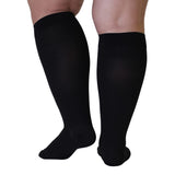 Compression Socks for Women and Men 20-30mmHg Plus Size - Medical Knee High Compression Stockings with Wide Calf for Flights, Airplane, Nursing - Black, 5X-Large - AB201