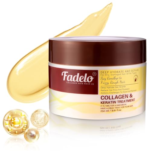 Collagen & Keratin Hair Mask for Damaged, Dry Hair – Deep Conditioner with Argan Oil, Vitamin E for Frizzy, Color-Treated Hair – Moisturizing, Sulfate-Free Treatment for All Hair Types, 250ml