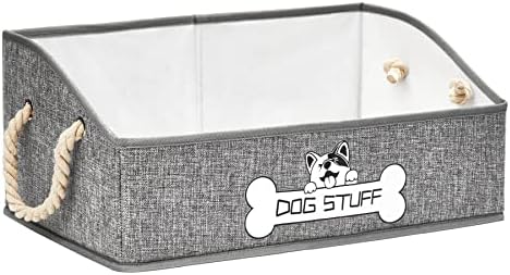 Dog Toy Box, Large Dog Toys Storage with Handle, Fabric Trapezoid Dog Toy Bin, Collapsible Basket Chest Organizer, Perfect for Pet Toys, Blankets, Dog Toys and Accessories,Light Grey