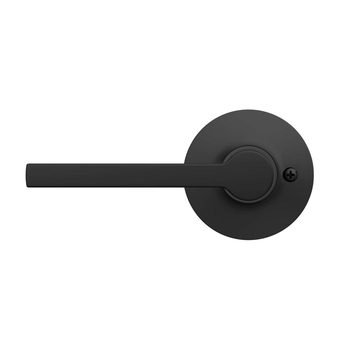 Lock Scout Straight Lever with Round Trim Dummy Door Handle, Matte Black Finish