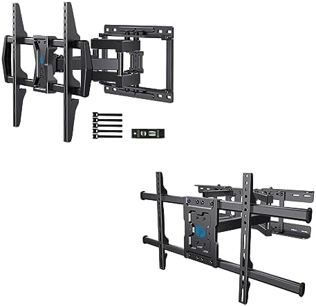 Pipishell Full Motion TV Wall Mount for Most 37-75 inch TVs up to 100 lbs & Full Motion TV Wall Mount Extension to 24 inch Wood Stud up to 132lbs Max VESA 600x400mm by Pipishell