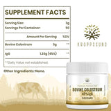 Kroppssund Bovine Colostrum Powder Supplement 3000 mg - Extra High 45% IgG Bovine Colostrum - Gut, Bone, Exercise, Immune - 50 Servings (1 Bottle)