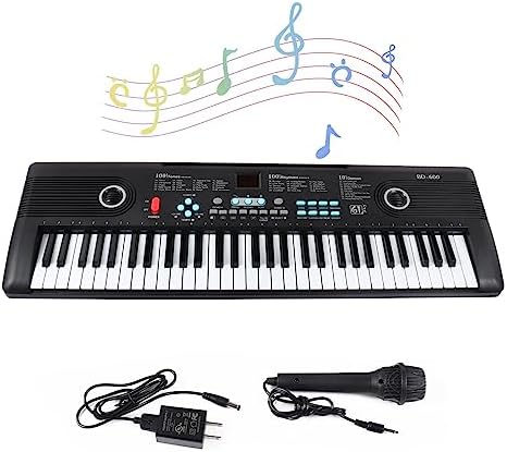 61 key piano keyboard, Electronic Digital Piano with Built-In Speaker Microphone, Portable Keyboard Gift Teaching for Beginners, electric piano for kids, Birthday Gift for Children