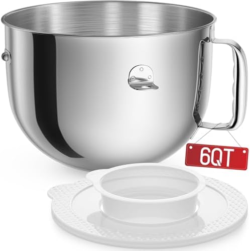 KN2B6PEH 6QT Bowl-Lift Stand Mixer, Compatible With Kitchenaid Professional 600, Polished Stainless Steel Bowl With Extra Cover - Fits KV25G KP26M1X