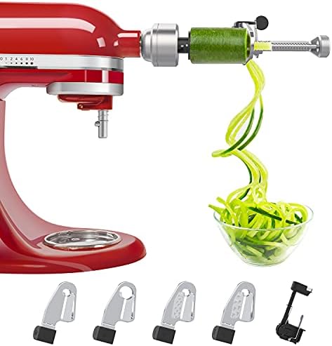 Spiralizer Attachment Compatible with KitchenAid Stand Mixer, Comes with Peel, Core and Slice, Not KitchenAid Brand Spiralizer Attachment (5 Blades)