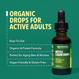 Organic Stinging Nettle Root | USDA-Certified Stinging Nettle Root Extract | Stinging Nettle for Prostate, Joint and Immune Health | Nettle Root for Overall Health | Non-GMO, Vegan, Unflavored, 30mL