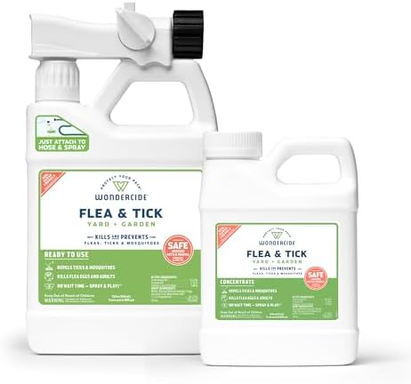 Wondercide - Flea, Tick, and Mosquito Yard Spray Refill Starter Kit - Powered by Natural Essential Oils – Insect Killer and Repellent - Lawn Treatment - 32 oz Ready to Use and 16 oz Concentrate