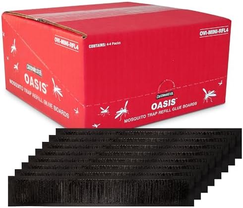 Catchmaster Oasis Ovi-Mini Mosquito Trap Refill 8-Pack, Home Outdoor Mosquito Control, Pet Safe Backyard Insect Killer, Replacement Glue Boards Bug Catcher, Pool, Patio, Shed & Garden Pest Control