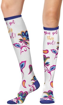 Cherokee Women's 10-15mmHg Compression Socks – Fun Print Knee Highs with Light Support, Soft Feel - PRINTSUPPORT