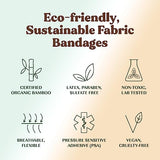 FEBU Eco-Friendly Organic Bamboo Fabric Bandages for Sensitive Skin | PFAS Free Bandages for Scrapes & Cuts | Flexible Latex Free Bandages | Compostable | 200 Count Bulk Variety Pack