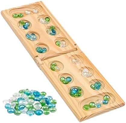 Regal Games Mancala Board Game - Fun Classic Table Game with Wooden Board for Adults & Kids - 48 Glass Mancala Beads & 2 Player Games - Ideal for Family Game Night, Travel (Ages 8+)