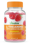 Lifeable L Theanine with Ginkgo Biloba - Great Tasting Natural Flavor Gummy Supplement Vitamins - non-GMO Gluten Free Vegan Chewable - to Help You Focus and Relax - for Adults Men Women - 60 Gummies